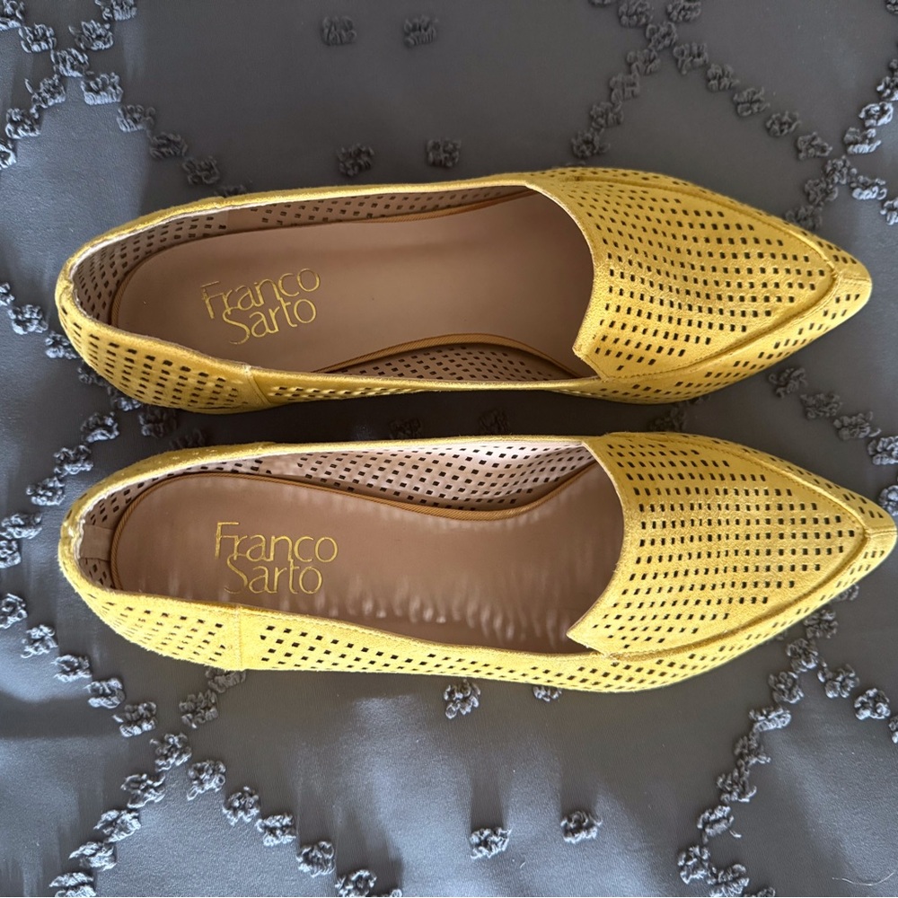 Franco Sarto Yellow Perforated Loafers
